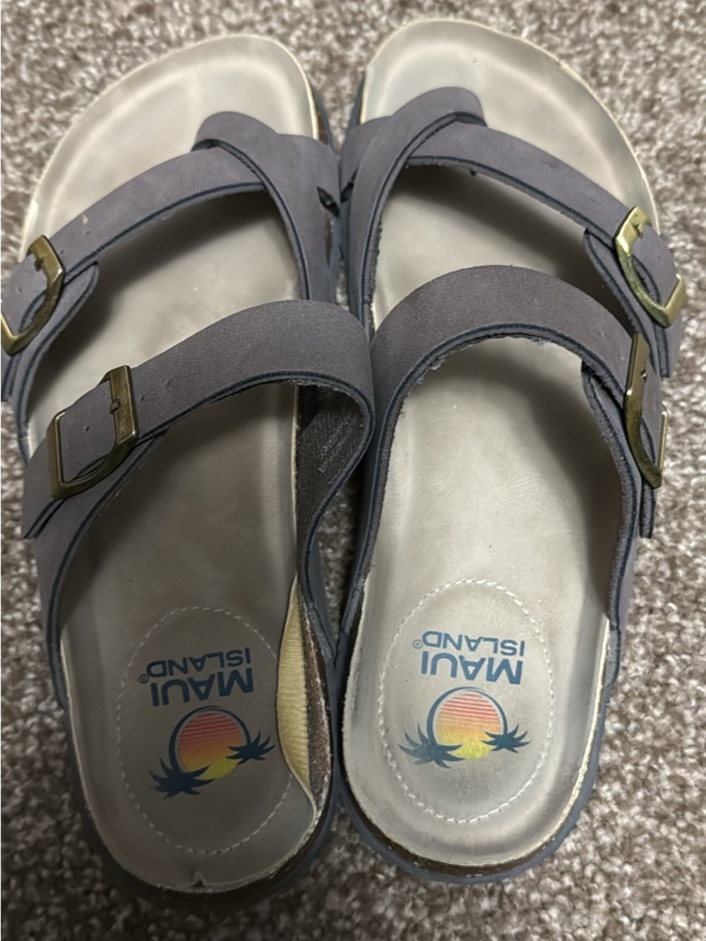 Women’s Gray Dual-Buckle Comfort Sandals